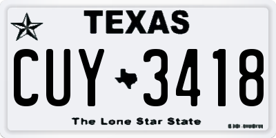 TX license plate CUY3418