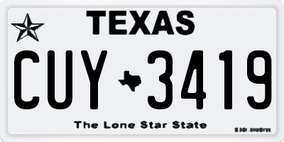TX license plate CUY3419