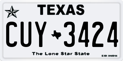 TX license plate CUY3424