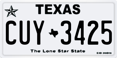 TX license plate CUY3425
