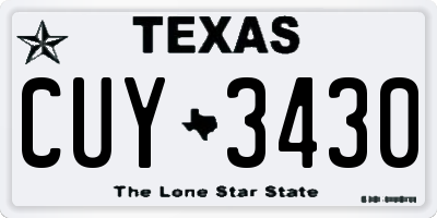 TX license plate CUY3430
