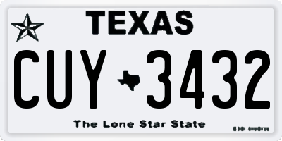 TX license plate CUY3432