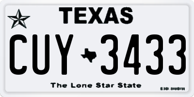 TX license plate CUY3433