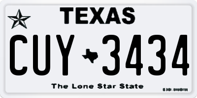 TX license plate CUY3434