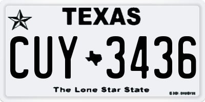 TX license plate CUY3436