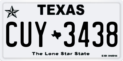 TX license plate CUY3438