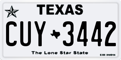 TX license plate CUY3442