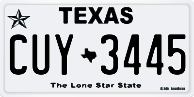 TX license plate CUY3445