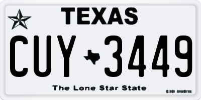 TX license plate CUY3449