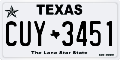TX license plate CUY3451