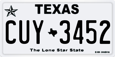 TX license plate CUY3452