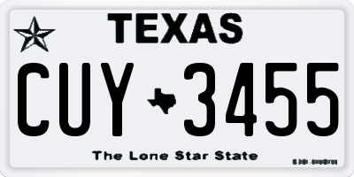 TX license plate CUY3455