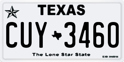 TX license plate CUY3460