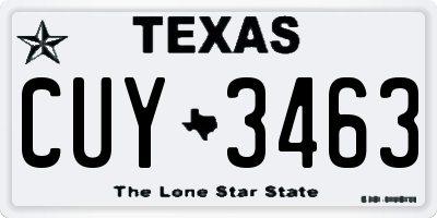 TX license plate CUY3463