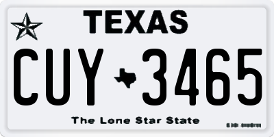 TX license plate CUY3465