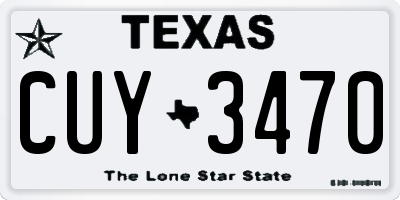 TX license plate CUY3470
