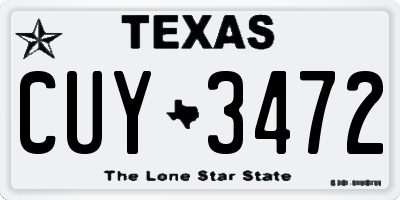 TX license plate CUY3472
