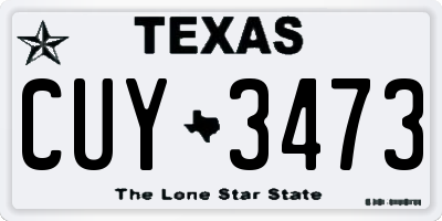 TX license plate CUY3473