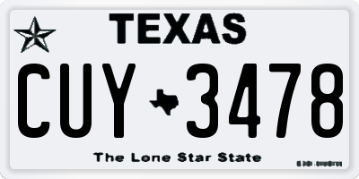 TX license plate CUY3478