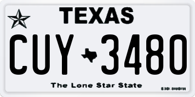 TX license plate CUY3480