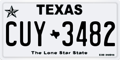 TX license plate CUY3482