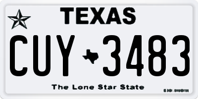 TX license plate CUY3483