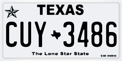 TX license plate CUY3486