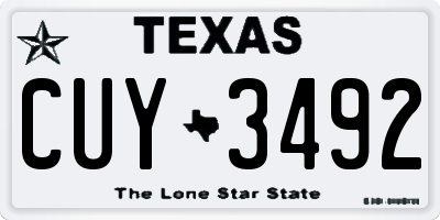 TX license plate CUY3492