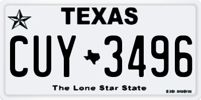 TX license plate CUY3496