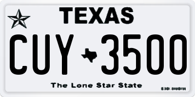 TX license plate CUY3500