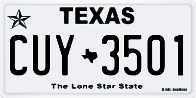 TX license plate CUY3501