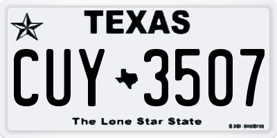 TX license plate CUY3507