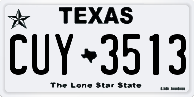 TX license plate CUY3513