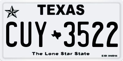 TX license plate CUY3522