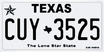 TX license plate CUY3525