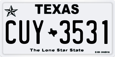 TX license plate CUY3531