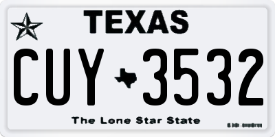 TX license plate CUY3532