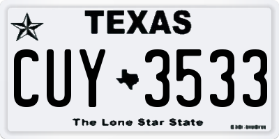 TX license plate CUY3533