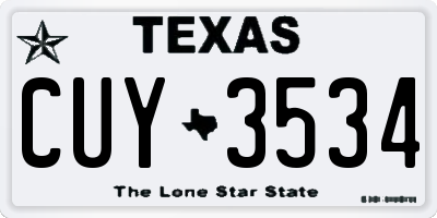 TX license plate CUY3534