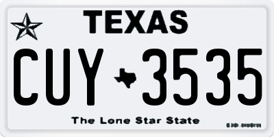 TX license plate CUY3535
