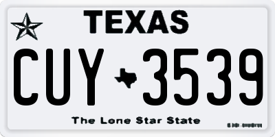 TX license plate CUY3539