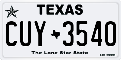 TX license plate CUY3540