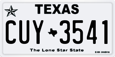 TX license plate CUY3541