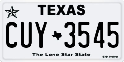 TX license plate CUY3545