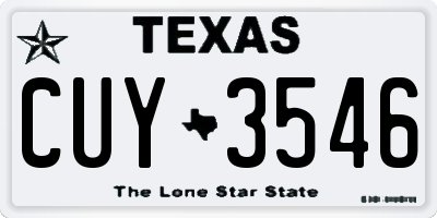 TX license plate CUY3546