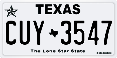 TX license plate CUY3547
