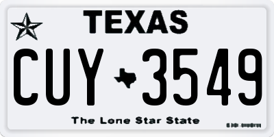 TX license plate CUY3549