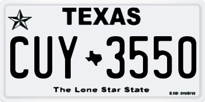 TX license plate CUY3550