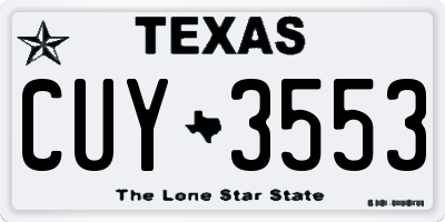 TX license plate CUY3553