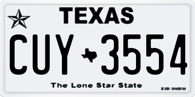 TX license plate CUY3554